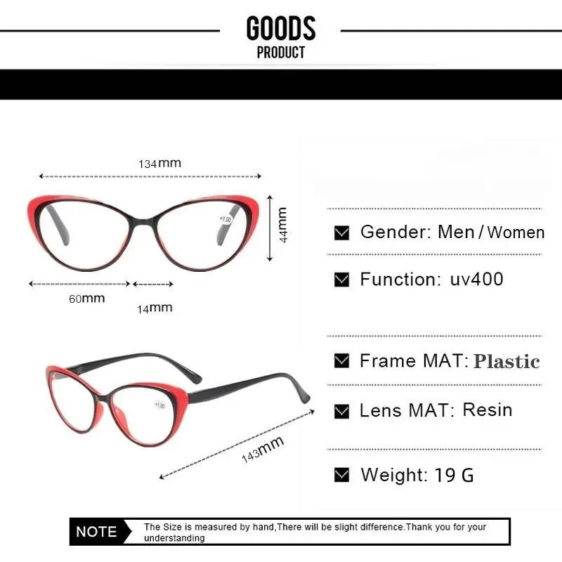 New Fashion Cat Eye Glasses Reading Glasses Women Men Hyperopia Computer Eyeglasses Blue Light Glasses Diopter +1.0~+4.0