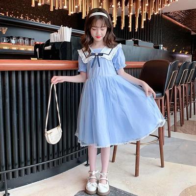 Girls' Navy Style Summer Princess Dress - Trendy Fashion Student Skirt