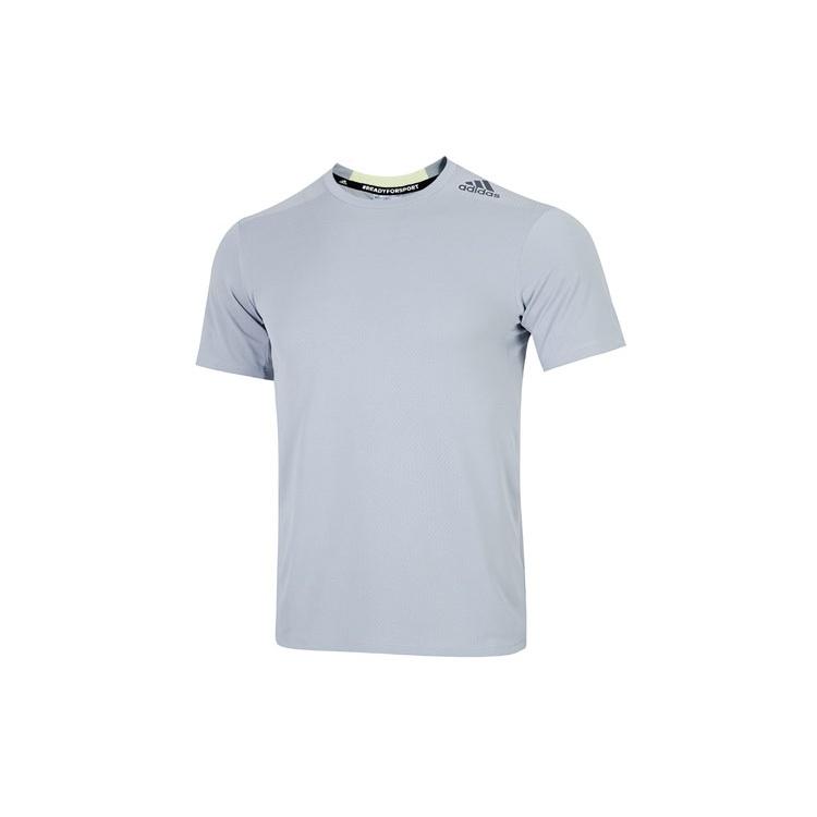 Men s adidas Stripe Logo Sports Training Round Neck Short Sleeve Blue T-Shirt HC4239 S