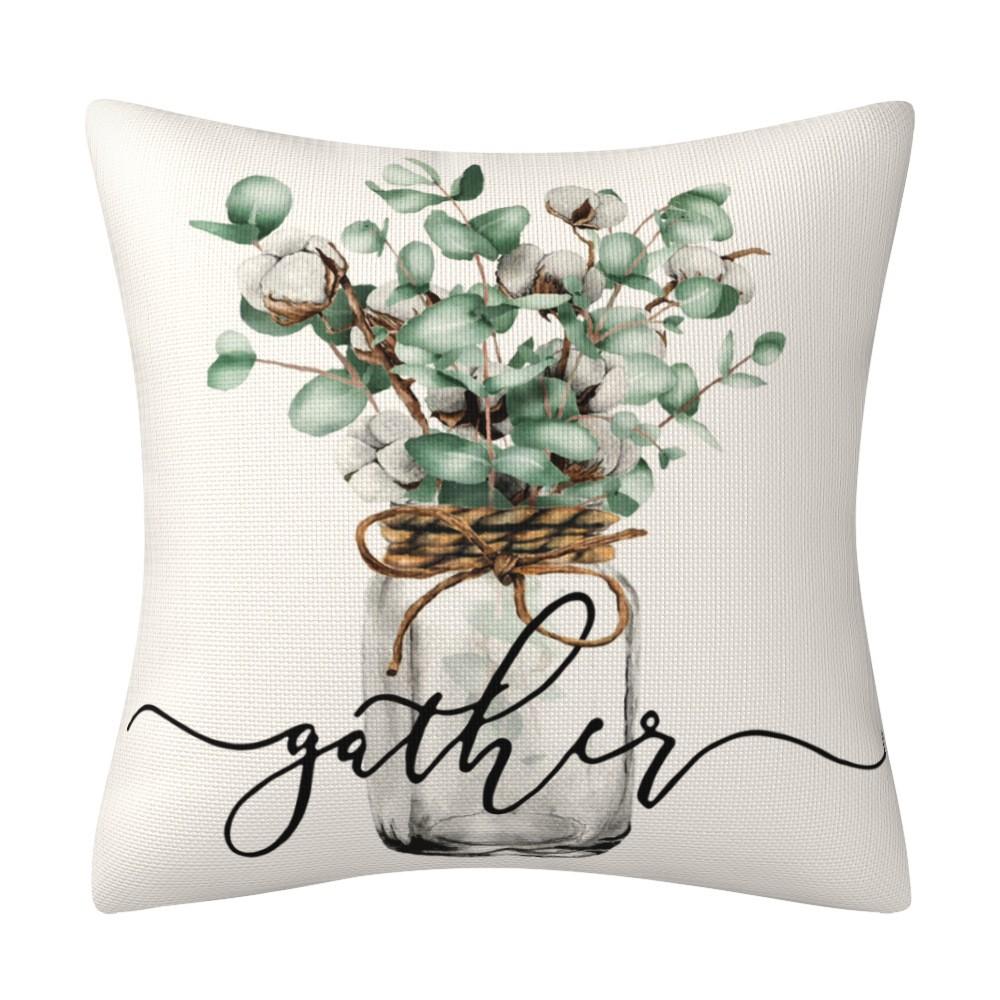 Spring Garland Plant Flower Throw Pillowcases Cotton Linen Cushion Cover For Sofa Home Living Room Fundas Para Cojines