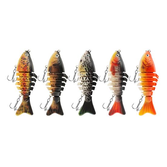 5Pcs Bionic Swimming Baits with Treble Hooks Realistic Looking Bright