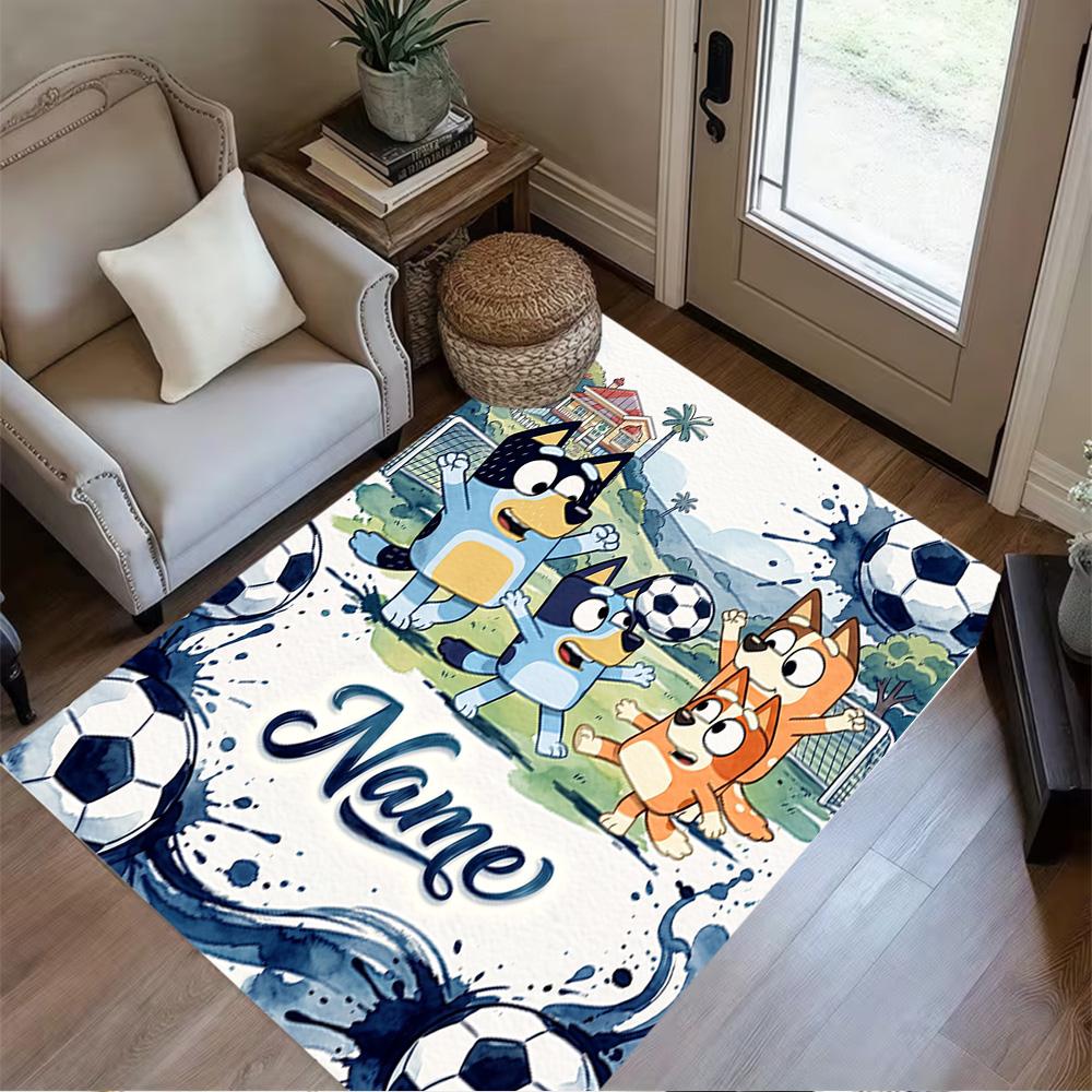 Bluey's Adventure World Customize Text Carpet Perfect for Hallway Balcony Study room Playrooms Anti-slip Rug Office home decor