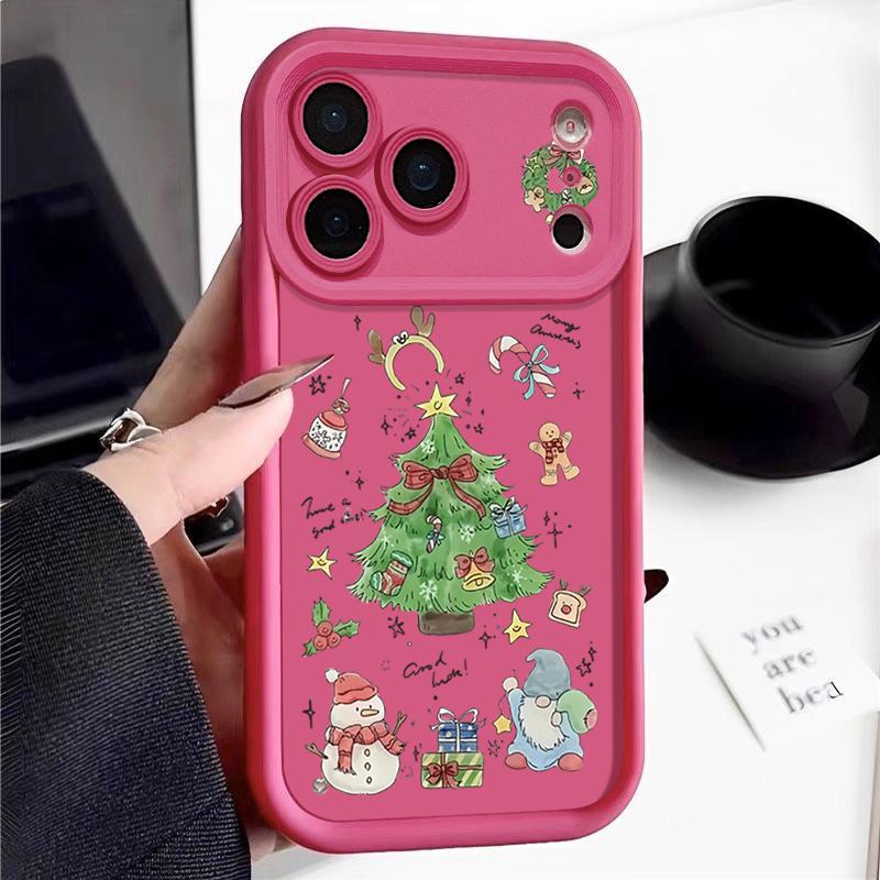 Christmas Tree TPU Phone Case For iPhone Air 16e 17 16 15 14 Pro Max 13 12 Pro 15 16 Plus Candy Color Silicone Soft Cover Fundas