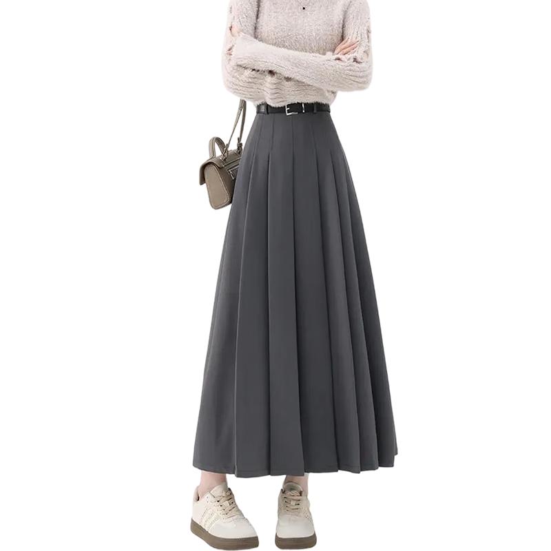Women's A-Line Pleated High-Waist Midi Skirt