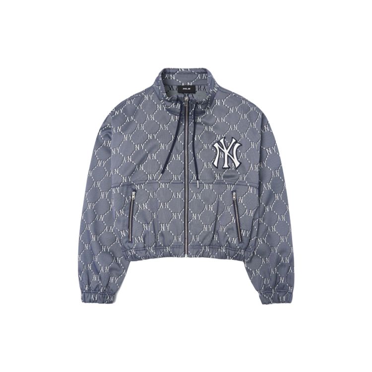 MLB Monogram New York Yankees Jacquard Windbreaker Jacket Women Jackets Blue 3FWJM0221-50NYL