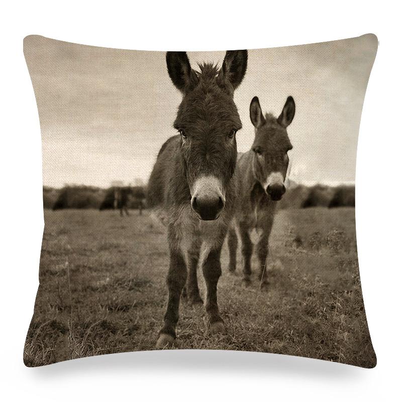 Home Decor Donkey Art: Various Scenes and Portraits Pattern Cushion Cover Suitable for Sofa Bedroom Car Pillow Cover