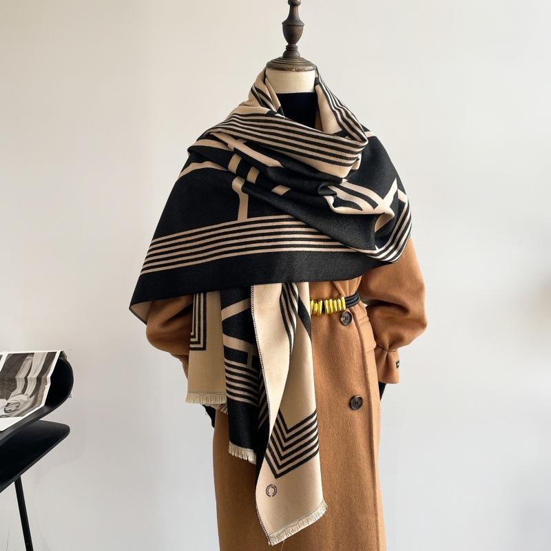 Imitation cashmere autumn and winter thickened scarf versatile extended plain weave fashion air conditioner shawl warm decorative scarf