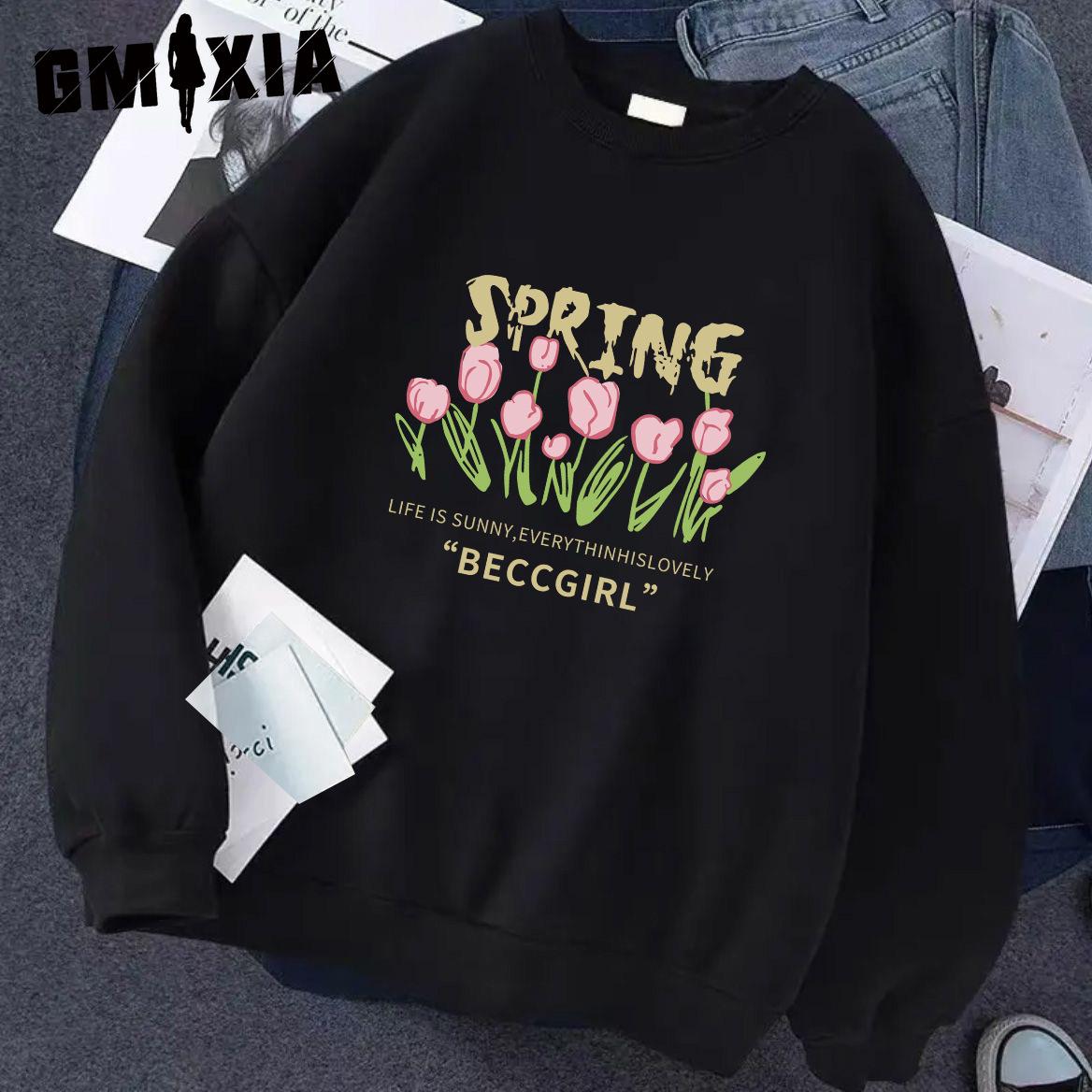 

Хлопковая футболка с длинным рукавом GMXIA, мужская модная свободная футболка с принтом «Сострадательная» XXXXXL чёрный