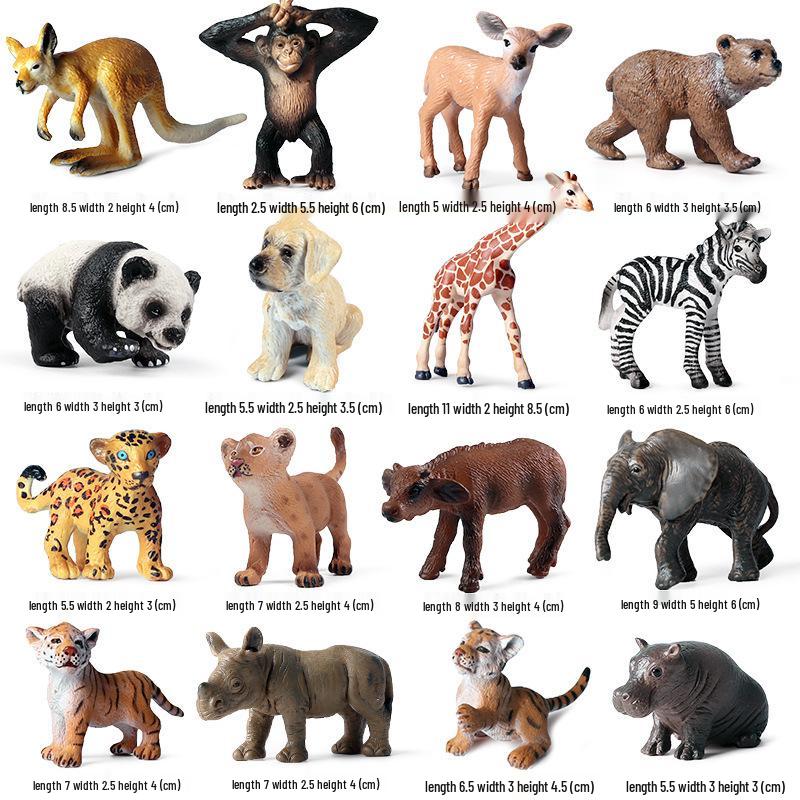 Wildlife Simulation Model: Tiger, Lion, Panda, Elephant, Rhinoceros, Kangaroo, Leopard, Horse, Sheep Toy Set