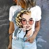 2025 Summer Women Fashion T-shirt Art Girl Painting O-Neck Tops Tees Female Stylish Short Sleeve Clothing Ladies Casual Outfit