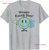 Happy Earth Day Cute Peace Sign Flower Distressed T Shirt Vintage Washed Top For Everyday Wear Fashion Soft Homme Casual