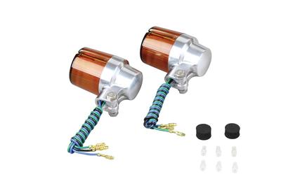 POSH 093431-23 Motorcycle Supplies, Turn Signals, Superbike Type (2 Pieces) No Bulb, For Double Balls, Silver Body/Orange Lens