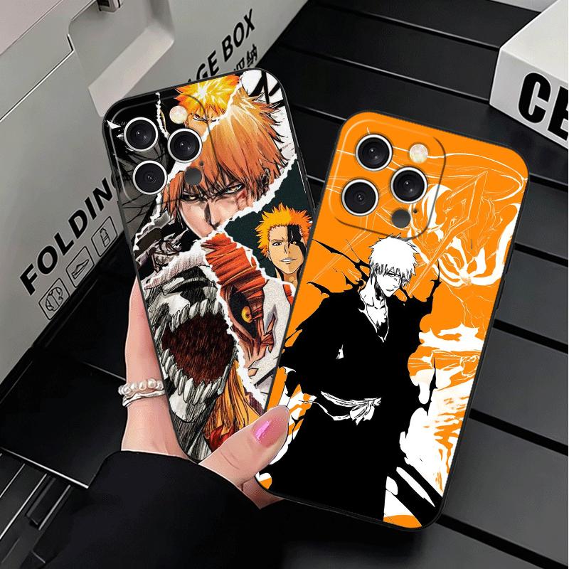 Custodia morbida per telefono Bleach Kurosaki Ichigo per iPhone 16 16E 17 Air 15 Pro Max 14 Plus 13 Mini 11 12 7 Cover Nera Guscio Posteriore