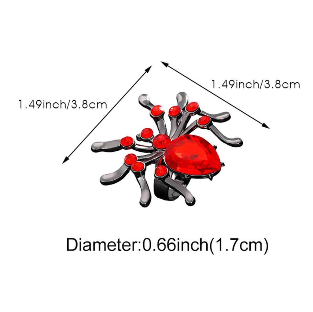 Gothic Halloween Dark Crimson Alloy Spider Open Ring