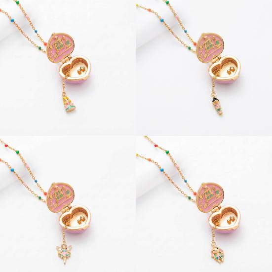 Openable Heart Charm Necklace Heart Box Pendant With Mini Figurine 1 Pc
