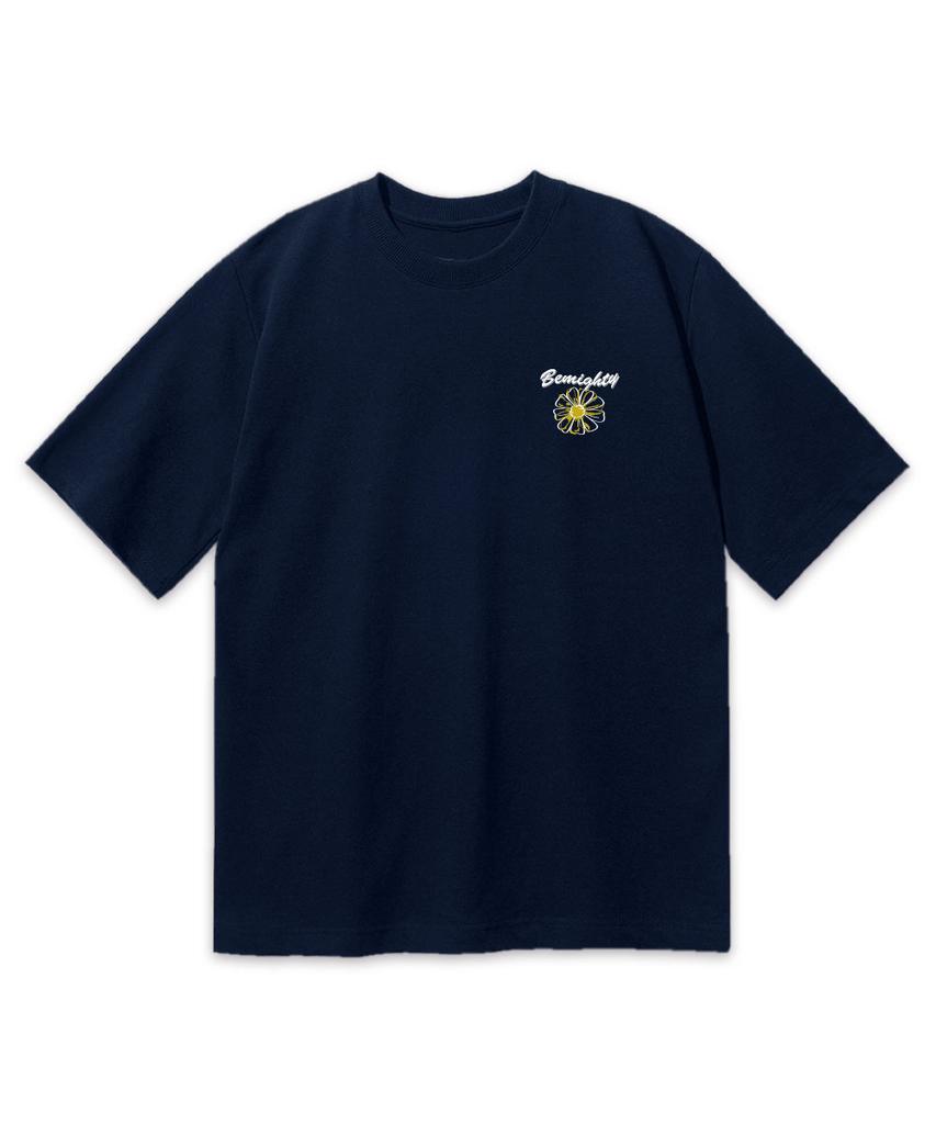 BEMIGHTY Stitch Flower Oversized Short Sleeve T-Shirt [Dark Gray]