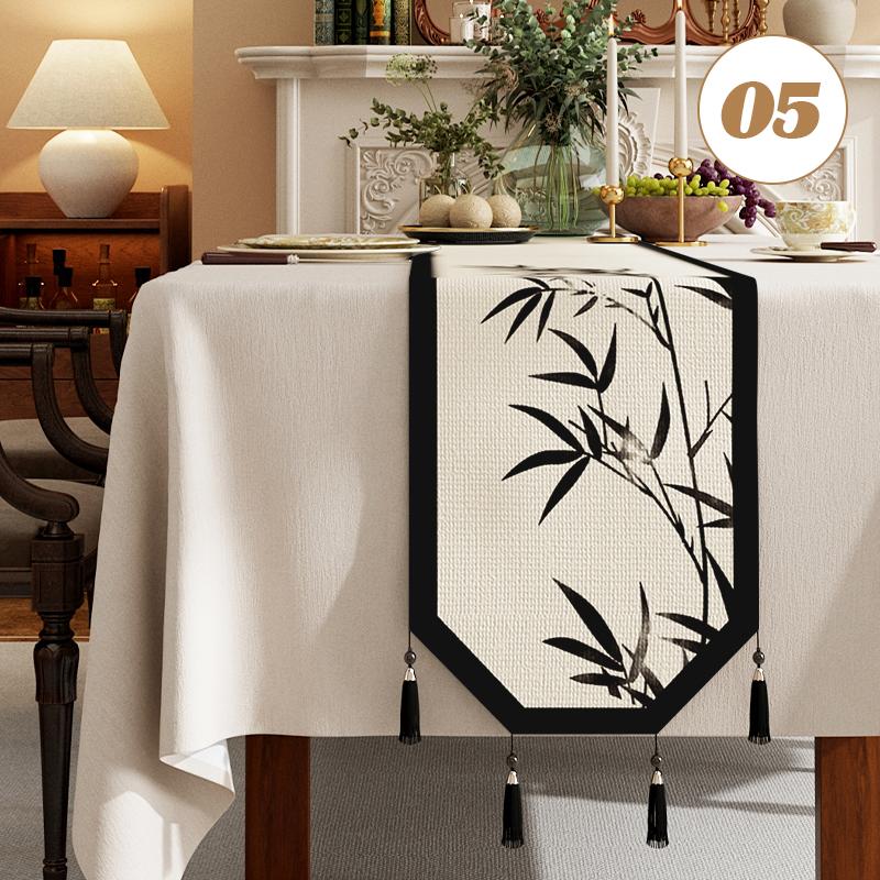 Chinese Traditional Table Runner Cotton And Linen Tea Table Mat Tassel Lace Table Cover Home Decor TV Cabinet Table Runners