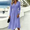 Women's Color V-Neck Short Sleeve Casual Dress for Everyday Wear