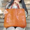 New leather women's bag vegetable tanned cowhide commuter large capacity tote bag shoulder bag women's retro handbag