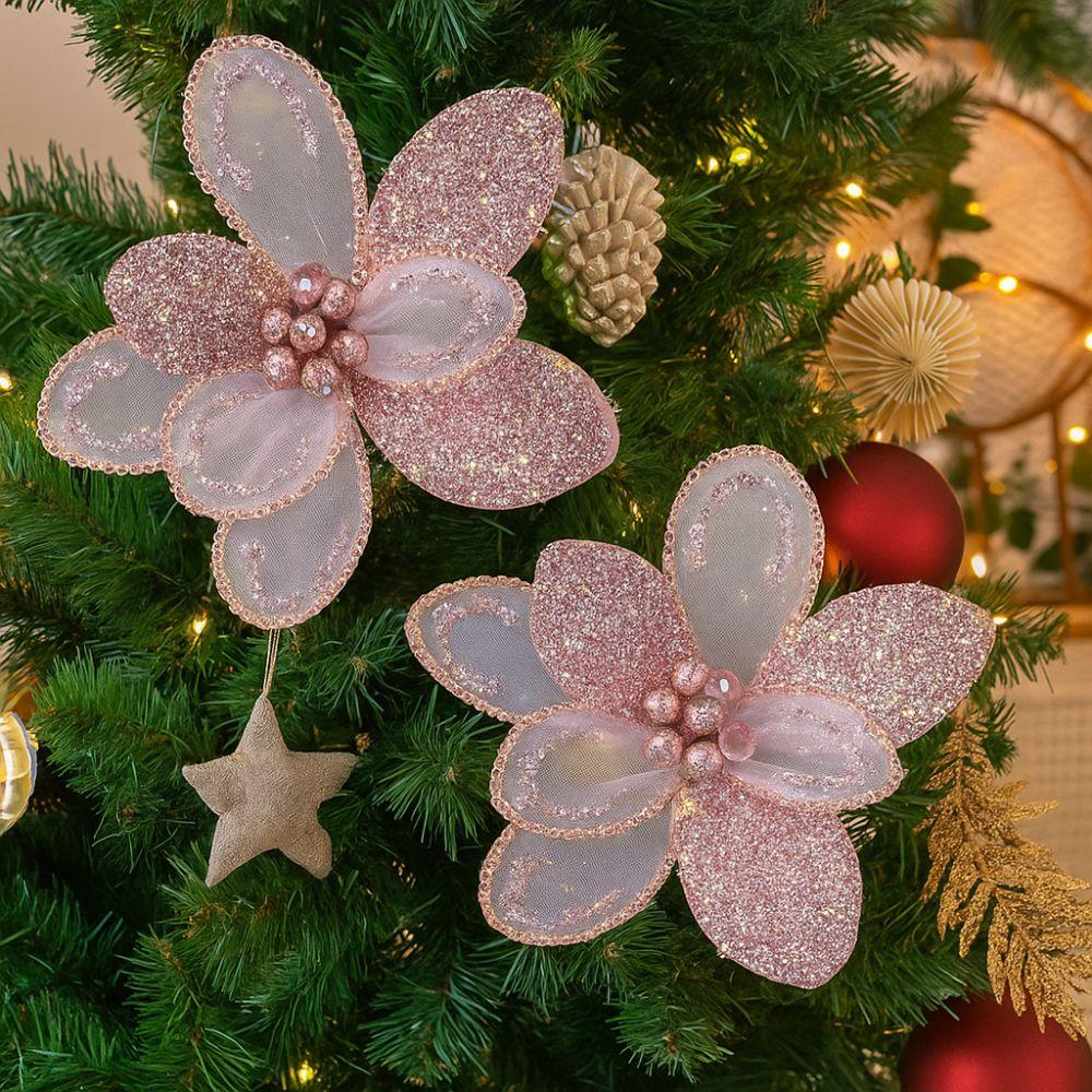 Simulated Xmas Tree Flower Large Glitter Artificial Christmas Flower  Wedding Decoration