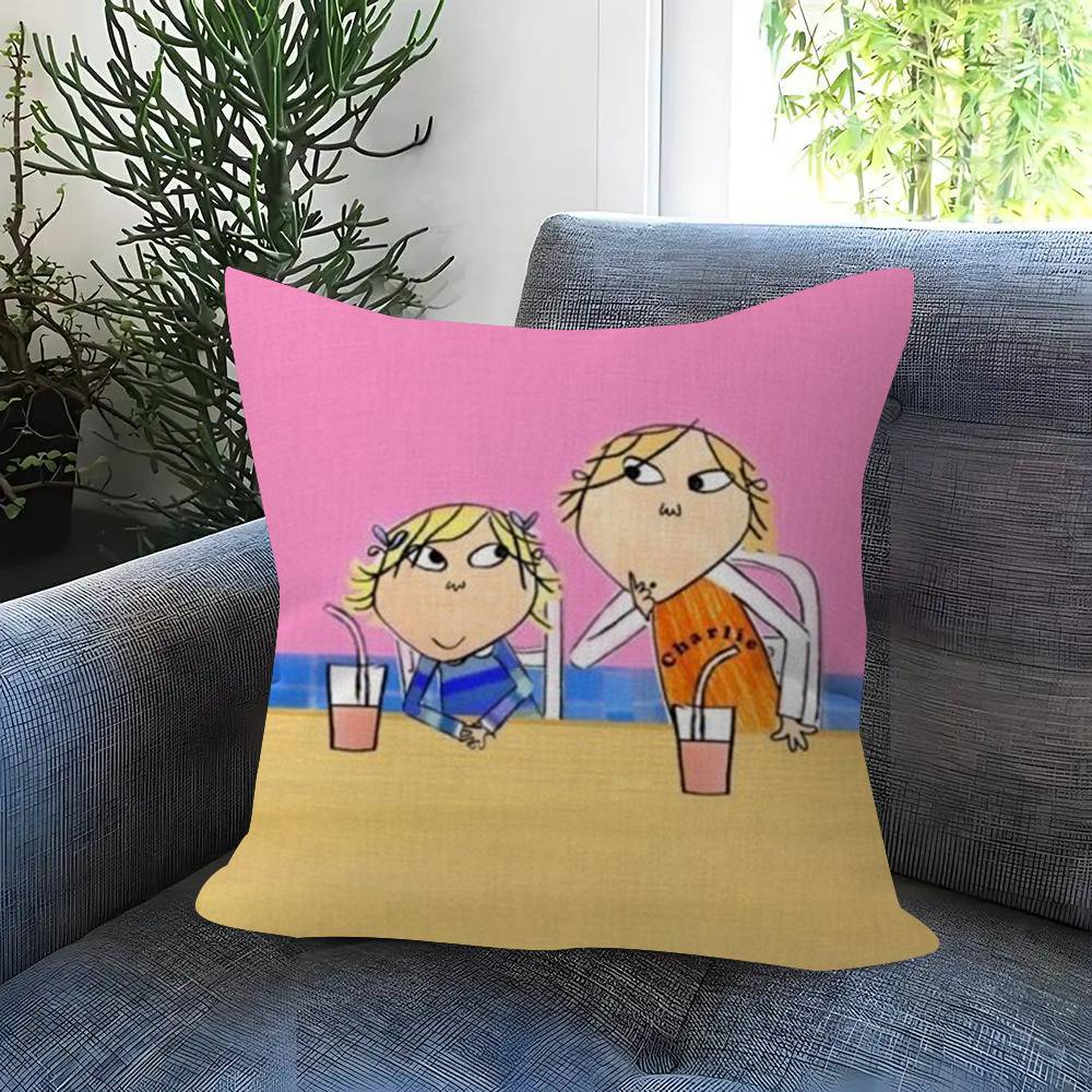 Cushion Cover Car Throw Pillow Case For Sofa Car Christmas Gift Anime C-Charlies L-Lola