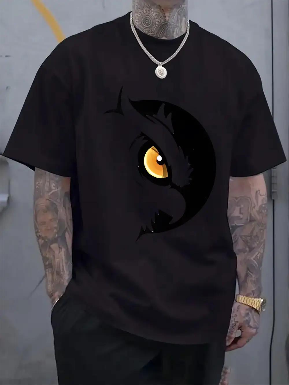 

Stylish Eagle Eye Graphic T-shirt - Sharp Black Design with Yellow Eye Detail XXL