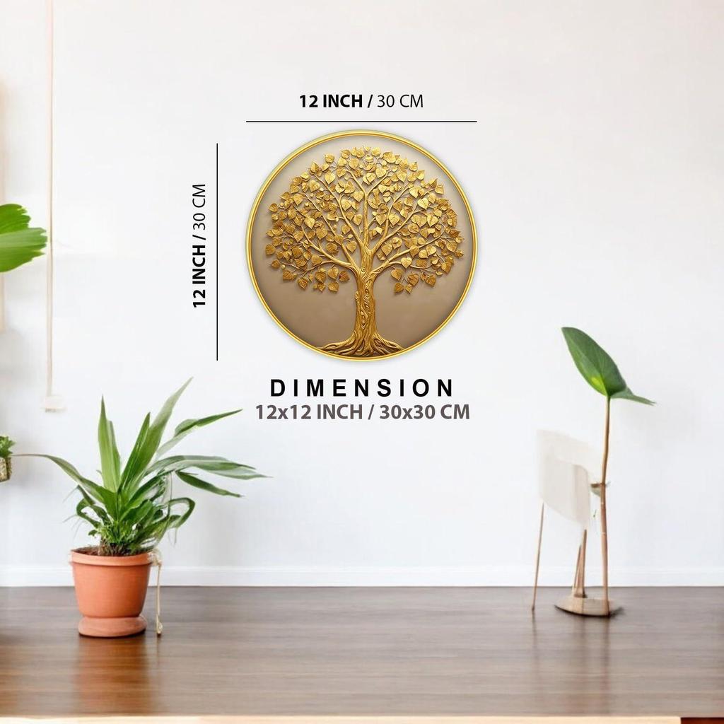 Vastu Kalpavriksha Money Golden Tree Photo Frame, Round
