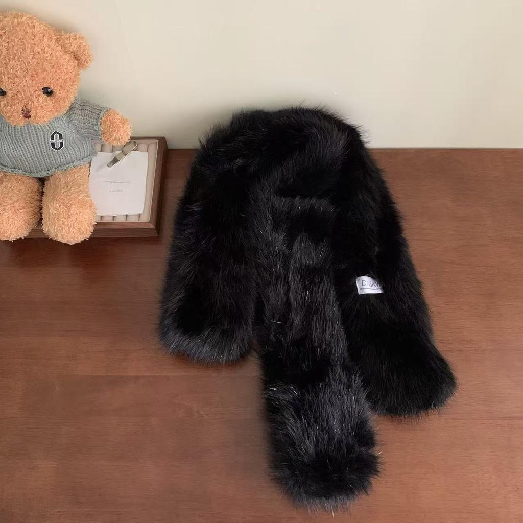 Damen Winter Warm Glänzend Nerz Gestrickter Schal Mode Plüsch Verdickter Schal Damen Decke Einfarbige Schals