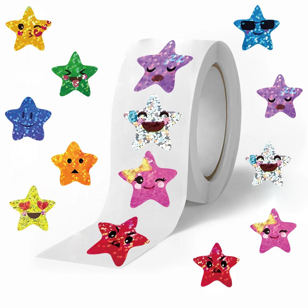 500 Pictures/roll Roll Sticker Tape Star Reward Sticker Hand Account Material Decorative Envelope Seal Sticker