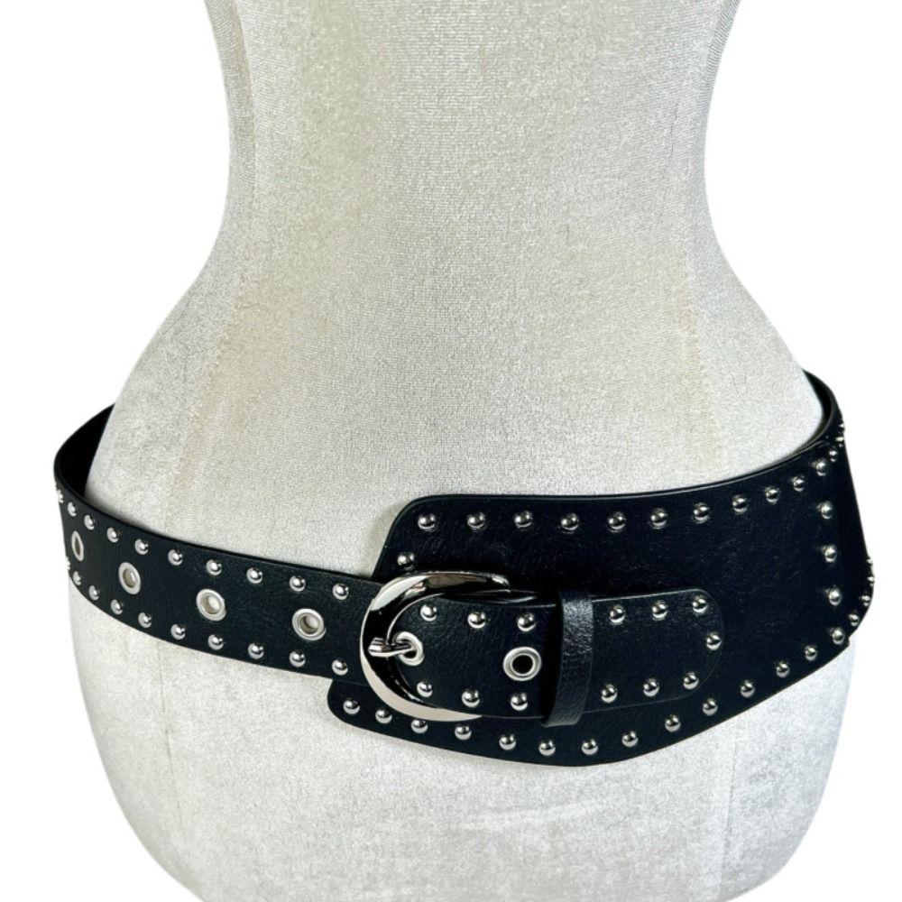 Punk Style Wide Women's Belt Designer Dress Jeans Belt Heavy-Duty Rivet Waist Belt  Streetwear