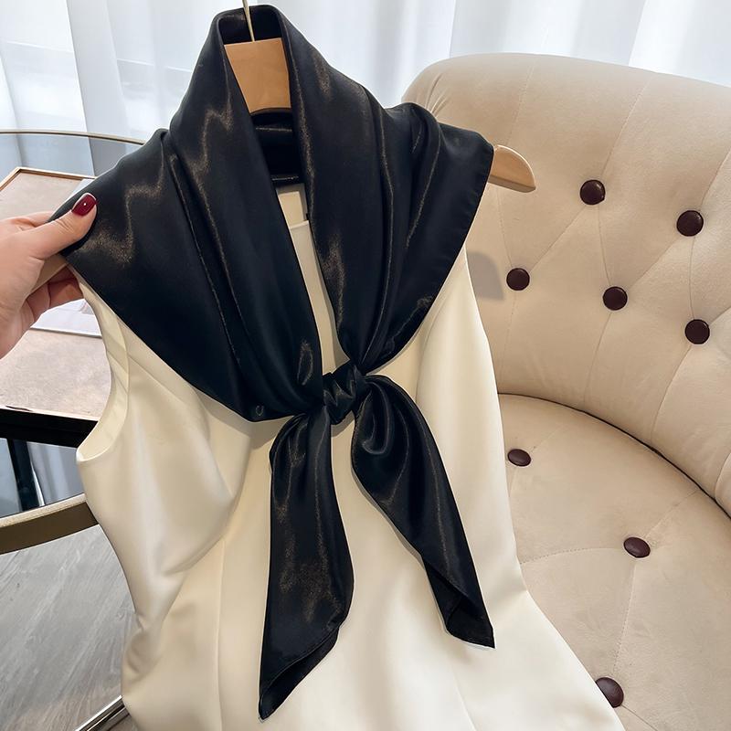 Solid Color Fashion Elegent Shawl Square Scarf For Women Summer Sun Protection Hijab Neckerchief Female Wraps Bandana