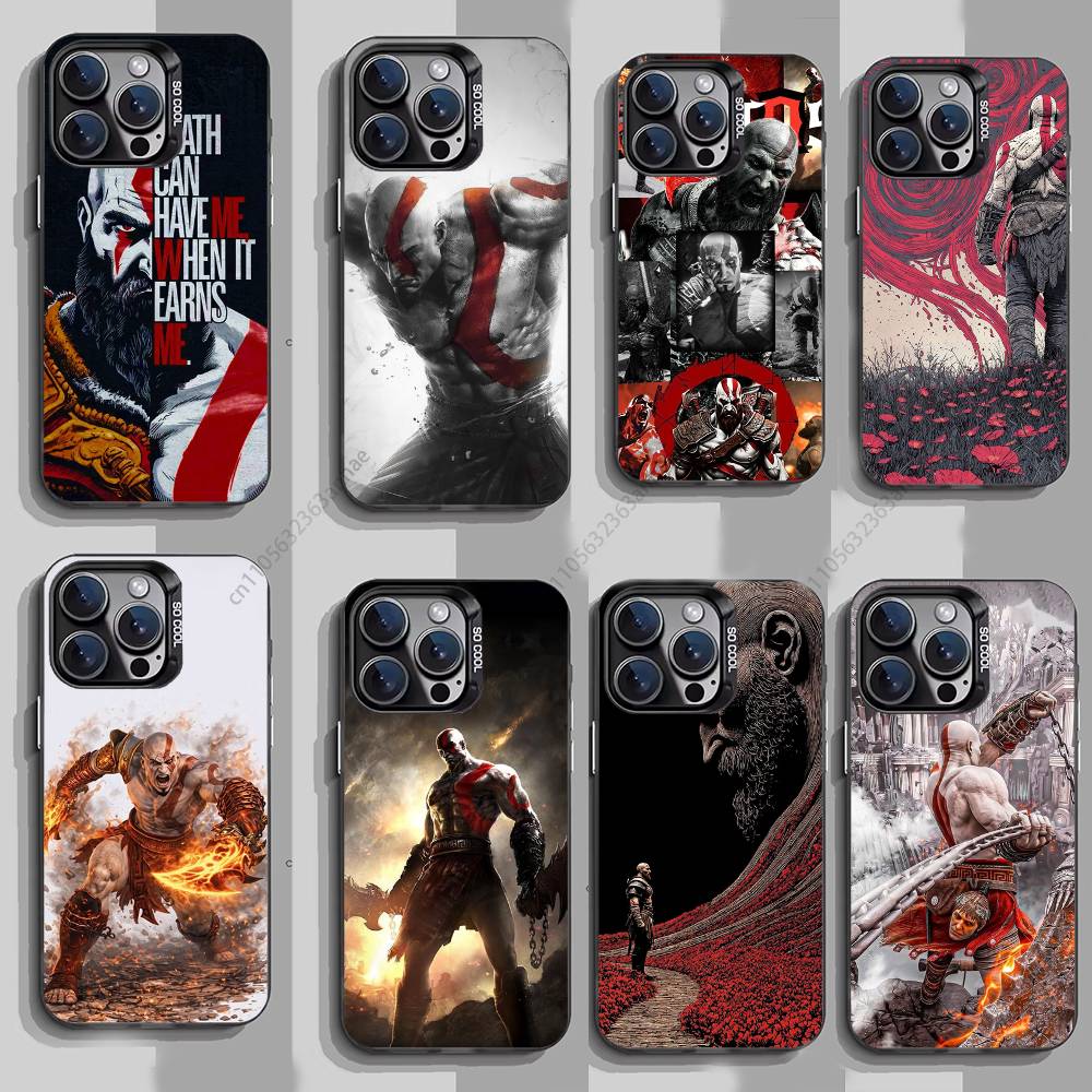 G-God OF War K-Kratos telefono dėklas iPhone 17,16,15,14,13,12,11,Pro,Max,Plus,Mini,X,XS,XR,8,S,SE minkštas juodas dėklas