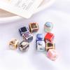 10 Stück 7 mm quadratische Blumenglasur-Porzellanperlen, Würfel, Keramikperlen für Schmuckherstellung, DIY-Charms, Armbänder, Halsketten, Basteln