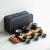 Japanese travel kung fu tea set small set household simple teapot ceramic teacup outdoor tea tray portable bag