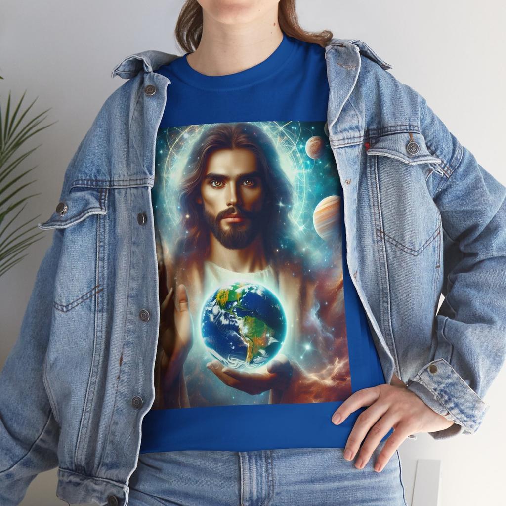 Supernatural Cosmic Christ T-Shirt Mens Womens Tees Top God Jesus universe stars planets Christmas