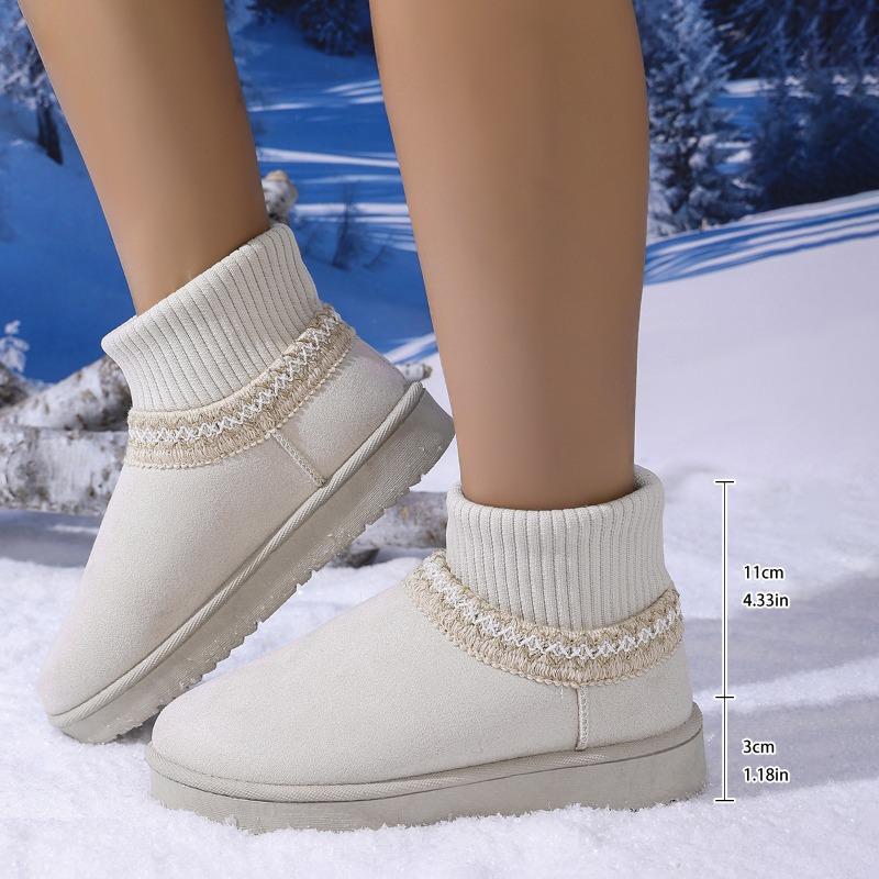 Fleece short boots for women's autumn and winter new thick-soled snow boots keep warm and pedal casual cotton shoes for women