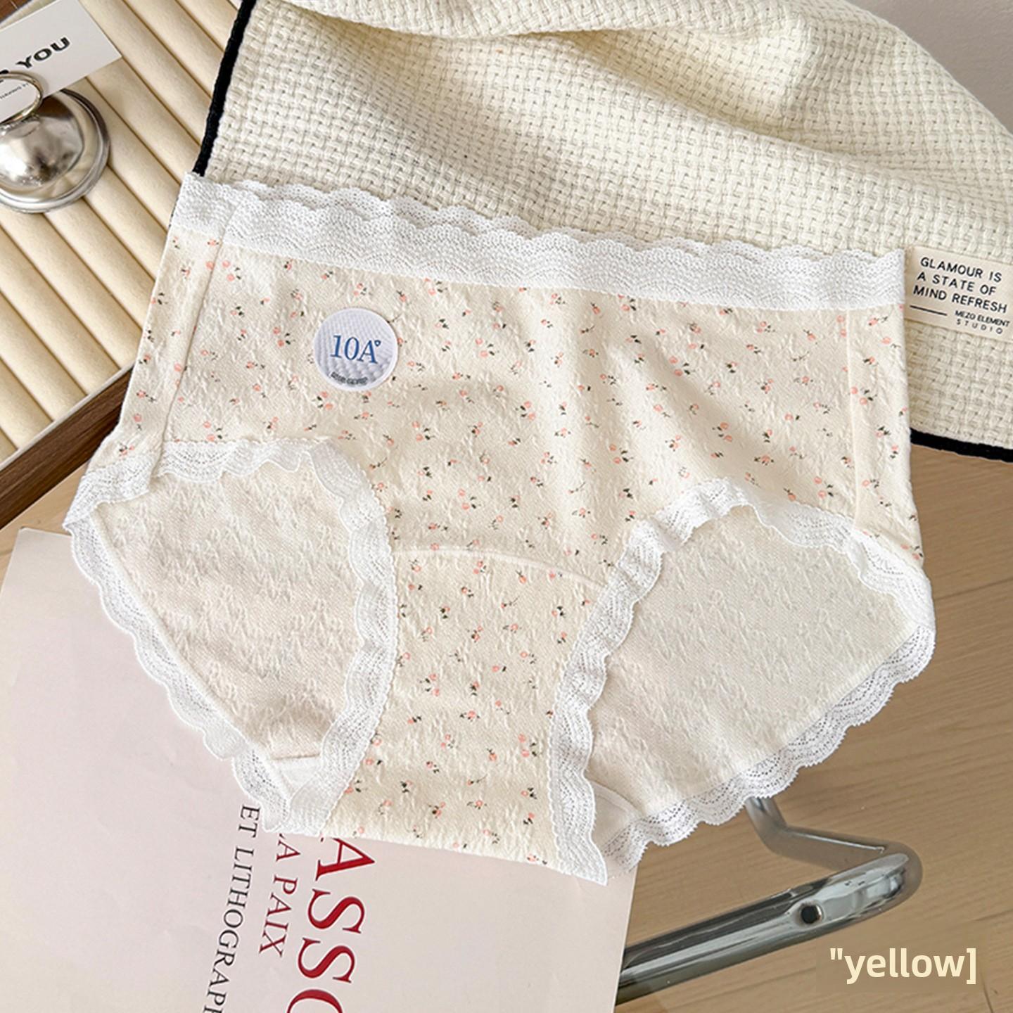 Women s Summer New Sweet Cotton 10A Antibacterial Extended Mid Waisted Briefs M жёлтый
