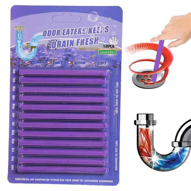 12Pc Solid Sani Sticks Oil Decontamination Kitchen Toilet Bathtub Drain Cleaner Sewer Pipe Eliminate Odor Clog Eliminator