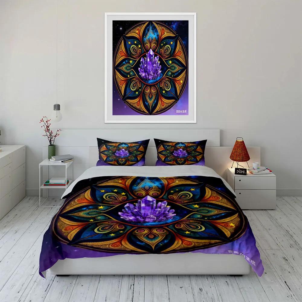 Colorful Mandala Crystal Decor 3PC Multiple sizes kid's and adults' bedroom Exquisite 3PC bedding set gift