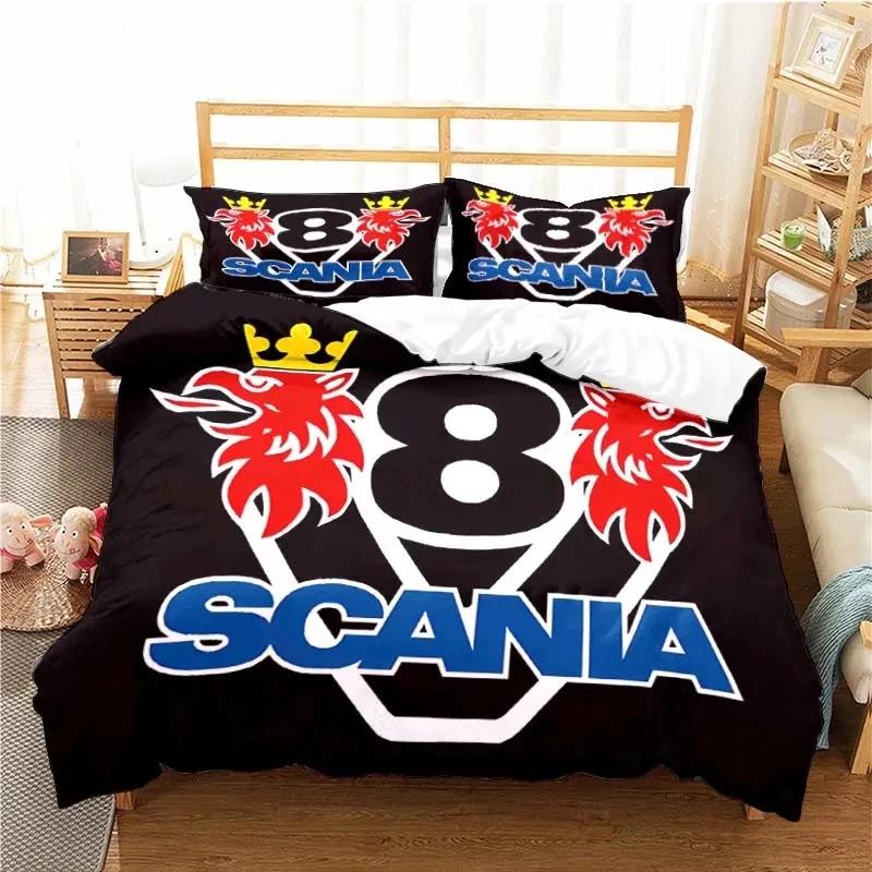 Scanias Truck Logo Bedding Set Boys Girls Twin Queen Size Duvet Cover Pillowcase Bed Kids Adult Fashion Home Textileextile