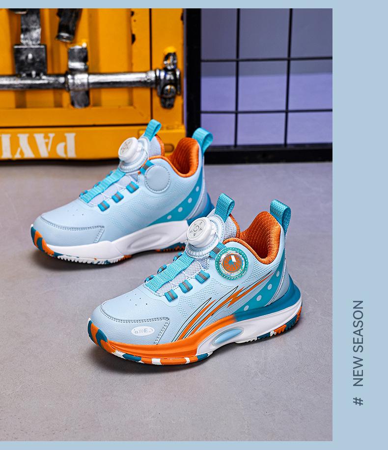 2024 Herbst Wasserdichte Leder Kinder Basketballschuhe mit Drehverschluss