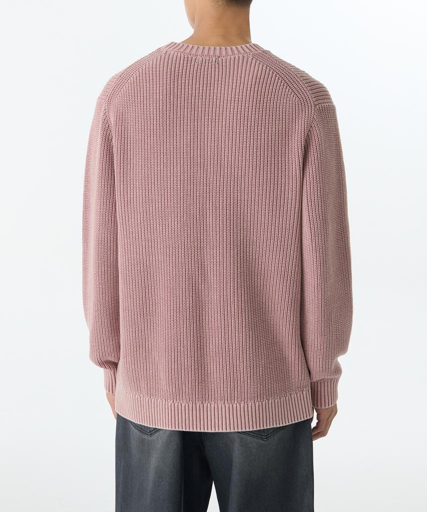 MUSINSA STANDARD Pigment Ribbed Crew Neck Knit [Smoke Pink]