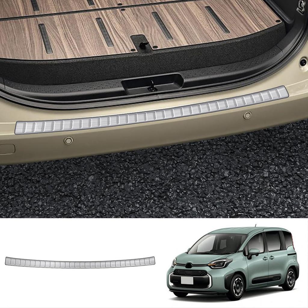 Hyorabyn Interior and Exterior Rear Bumper Protectors for Toyota New Sienta August 2022 Bumper Step Scratch and Stain Stainless Steel Silver
