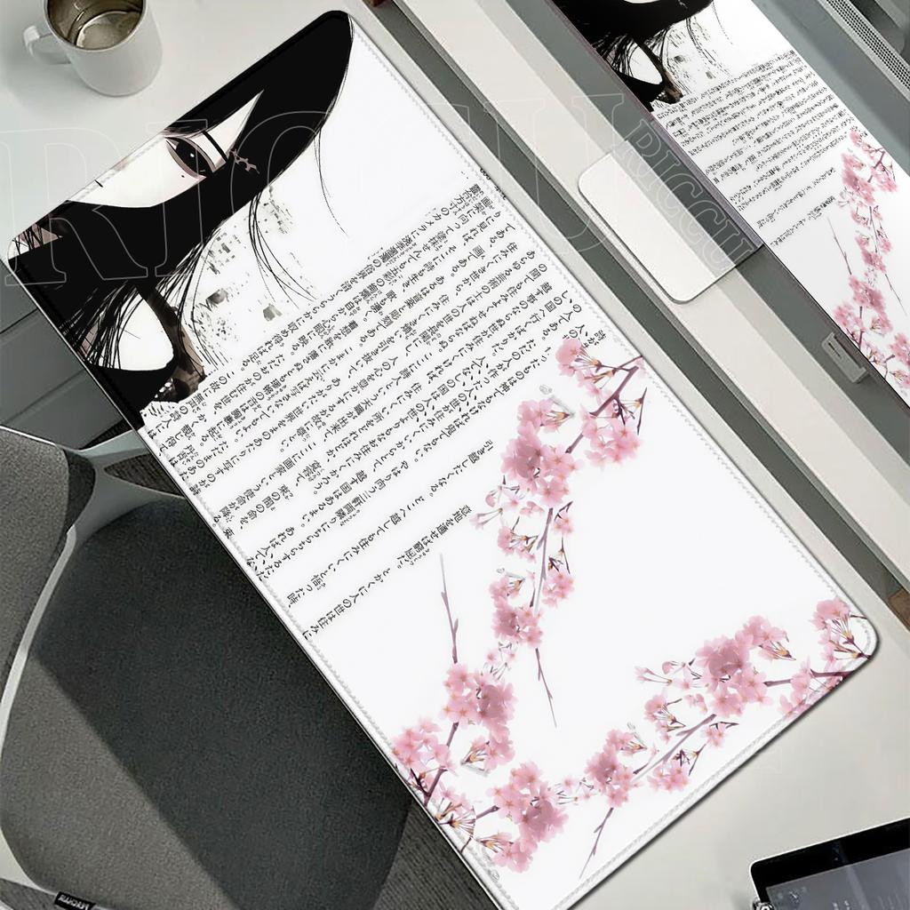 Anime Aesthetics Mousepad Black White Angel Mouse Pad Office PC Keyboard Desks Decort DeskMat Office Accessories ESports Carpet