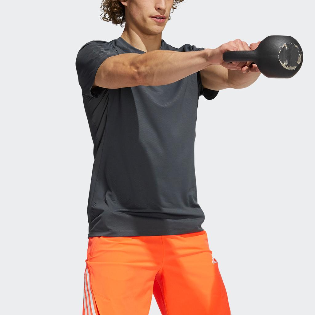 Adidas H.RDY 3S Logo Tee Men Tops Dark-Grey HF4216