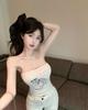 American Spice Girl Style Tub Top Women's Cat Print Design Sense Year Summer Slim Fit Sexy Chest Wrap Vest
