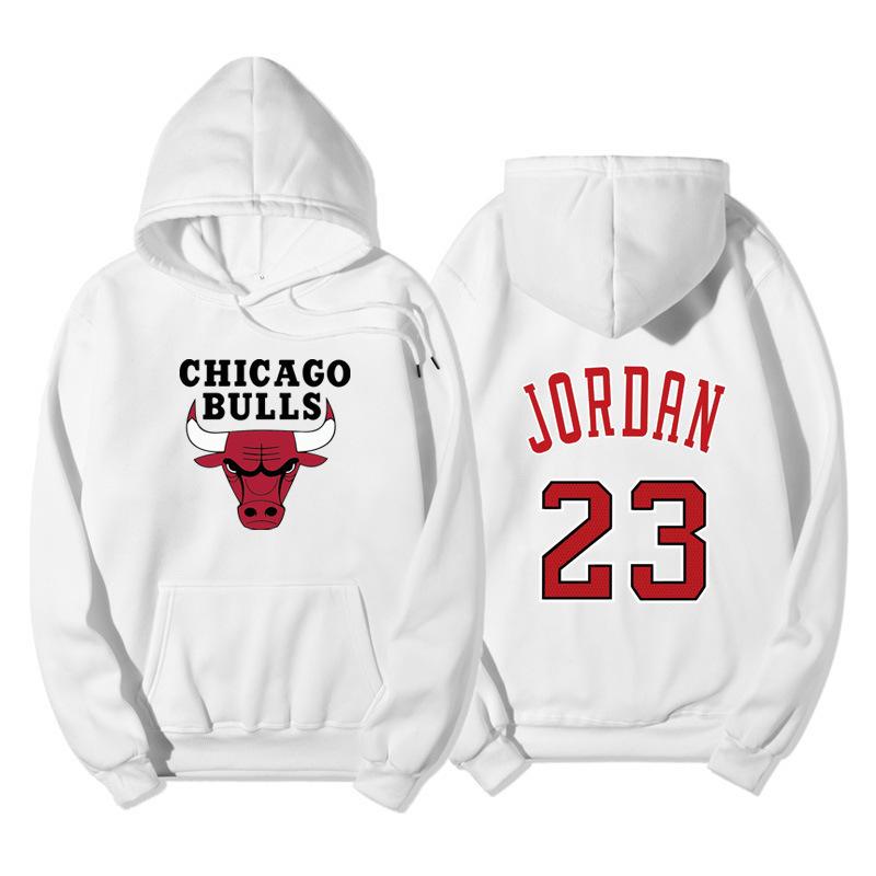 Pánská podzimní zimní mikina s kapucí Vzor NBA23 Módní potištěná mikina Pohodlná ležérní volná mikina