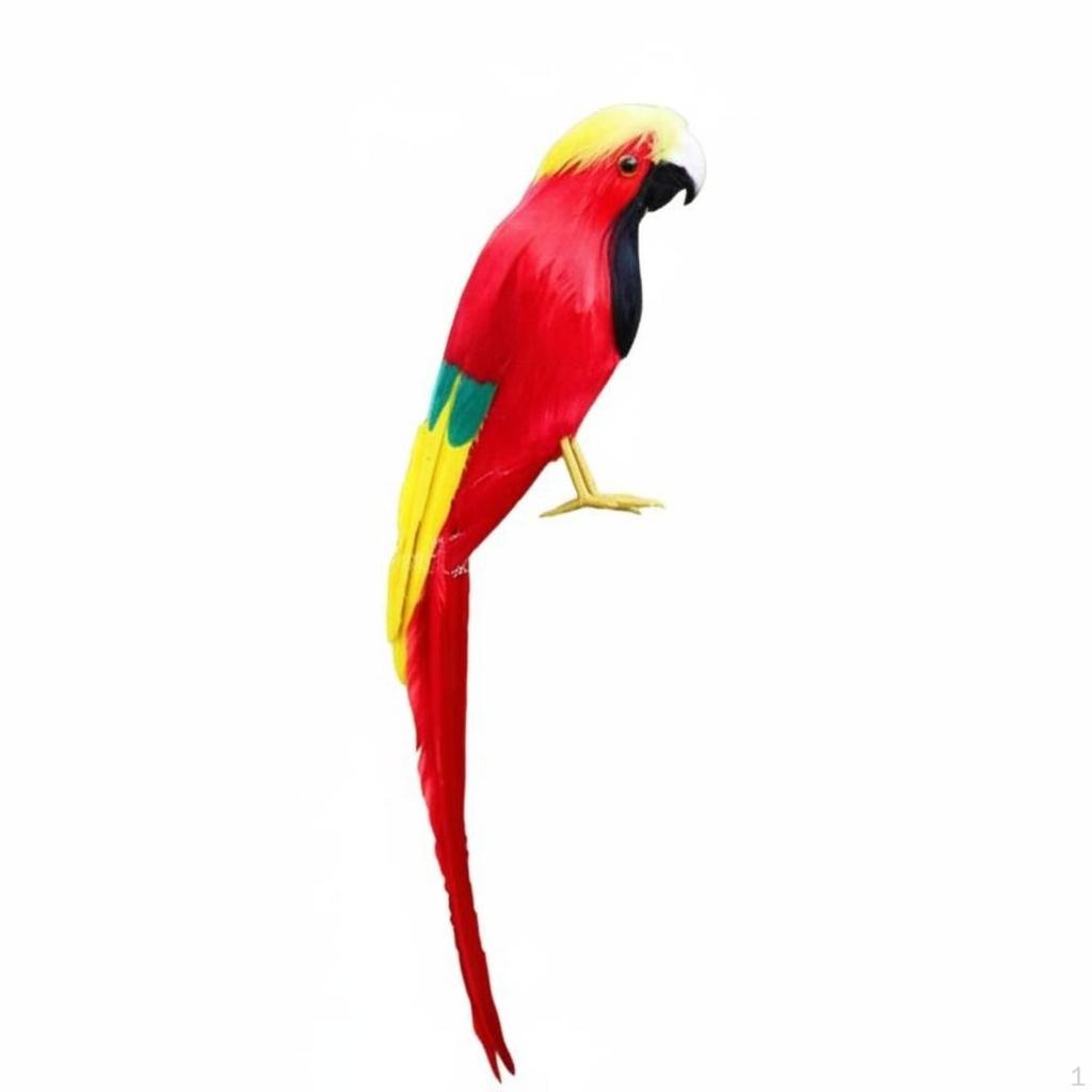 Feathered Parrot Figurine Handmade Artificial Decoration Colorful for Party, Garden, Patio a