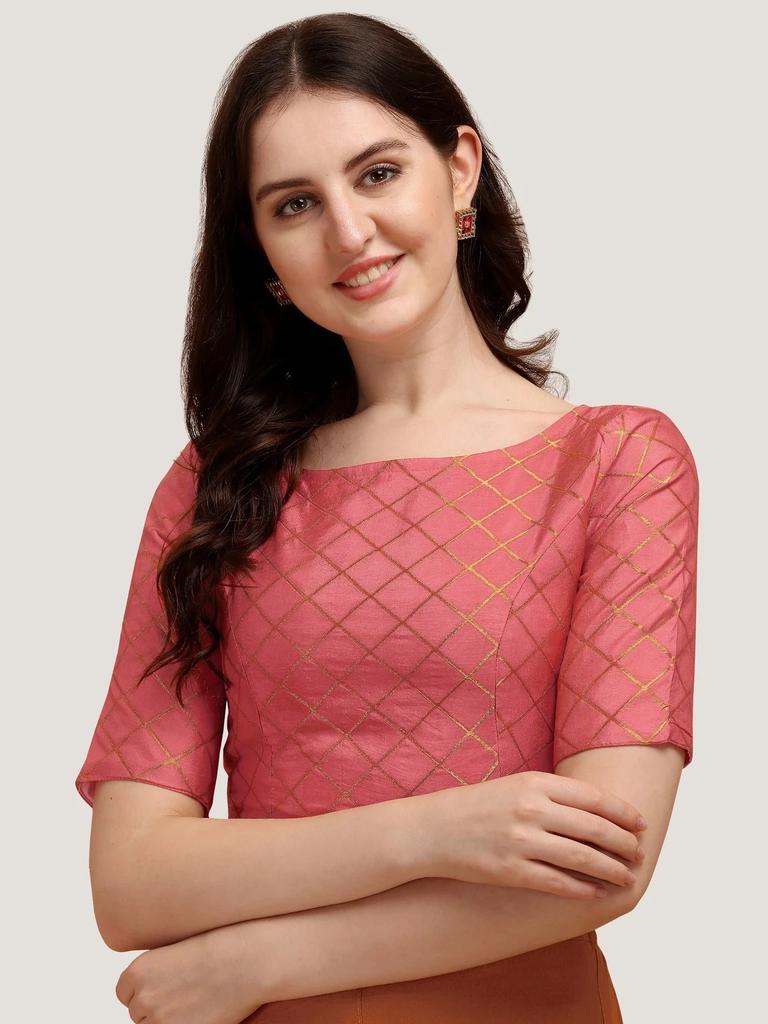 Hermosa Blusa de Trabajo Tejida en Jacquard Ropa para Fiesta de Boda India Choli Cosido