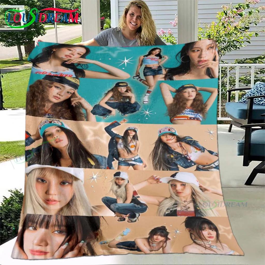 Korean Kpop Girl Group-Yuqi-Soyeon Print Four Seasons Blanket Sofa Cover Travel Bed Plush Blanket Office Break Blanket Gift